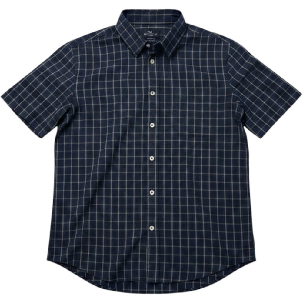 KNOX & LANE Shirt Mens M Blue Plaid Short Sleeve Slim Fit Button Up Cotton‎